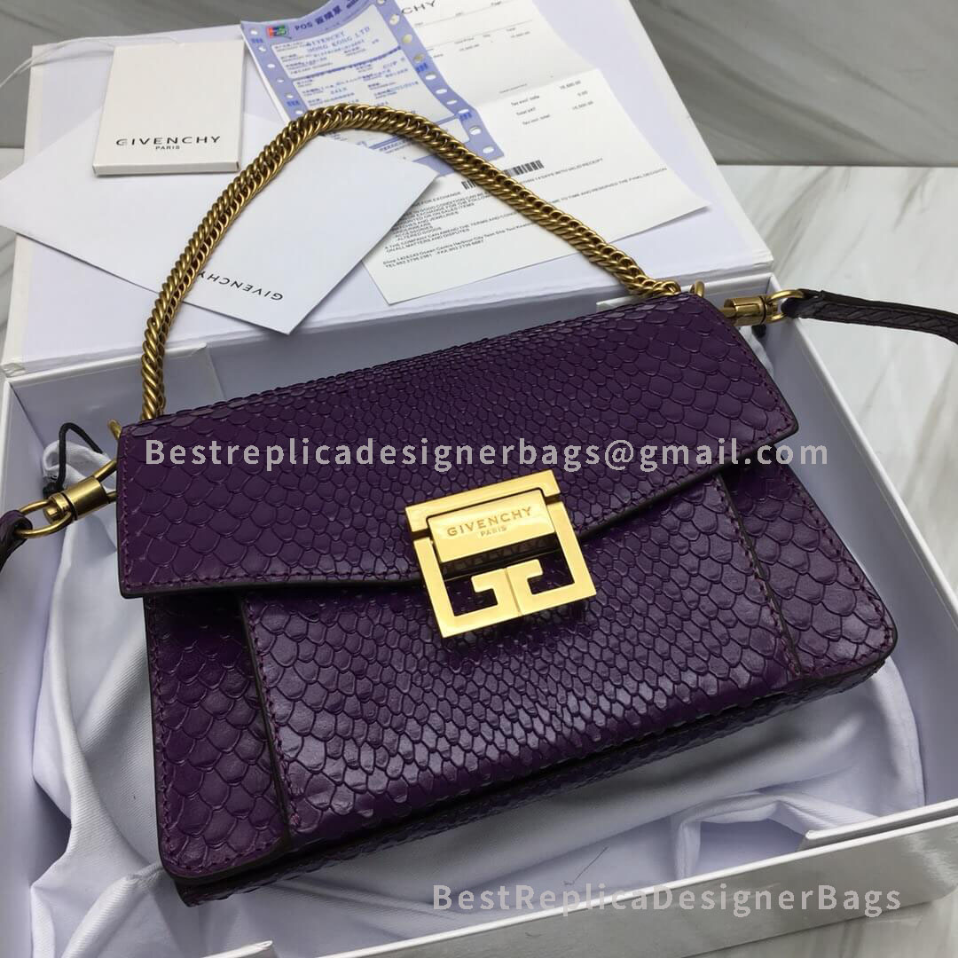 Givenchy Small GV3 Bag In Purple Python Effect Leather GHW 29999-1